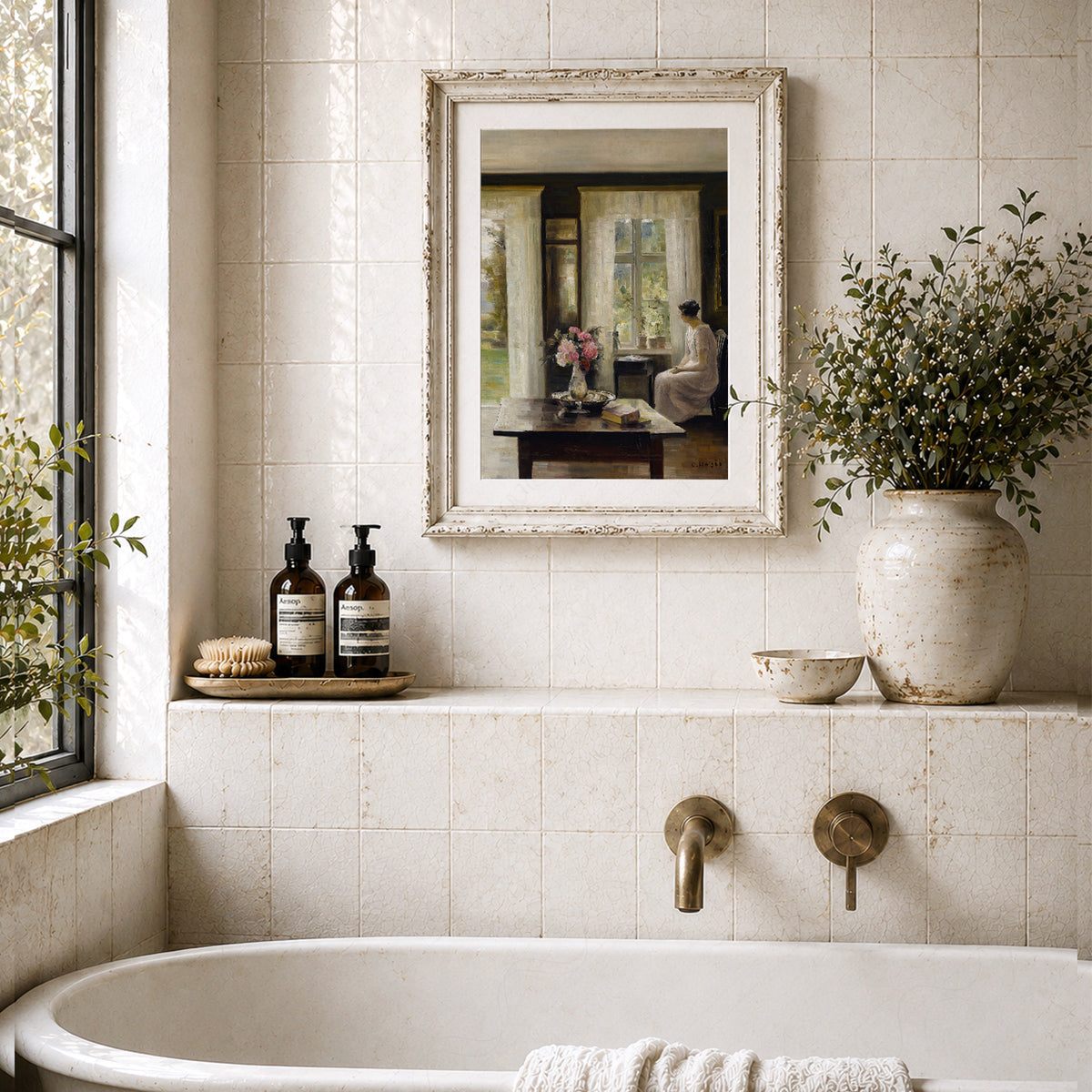 Woman by a Sunlit Window Art Print – Vintage Interior Wall Art – 00-01 — artwork preview 21