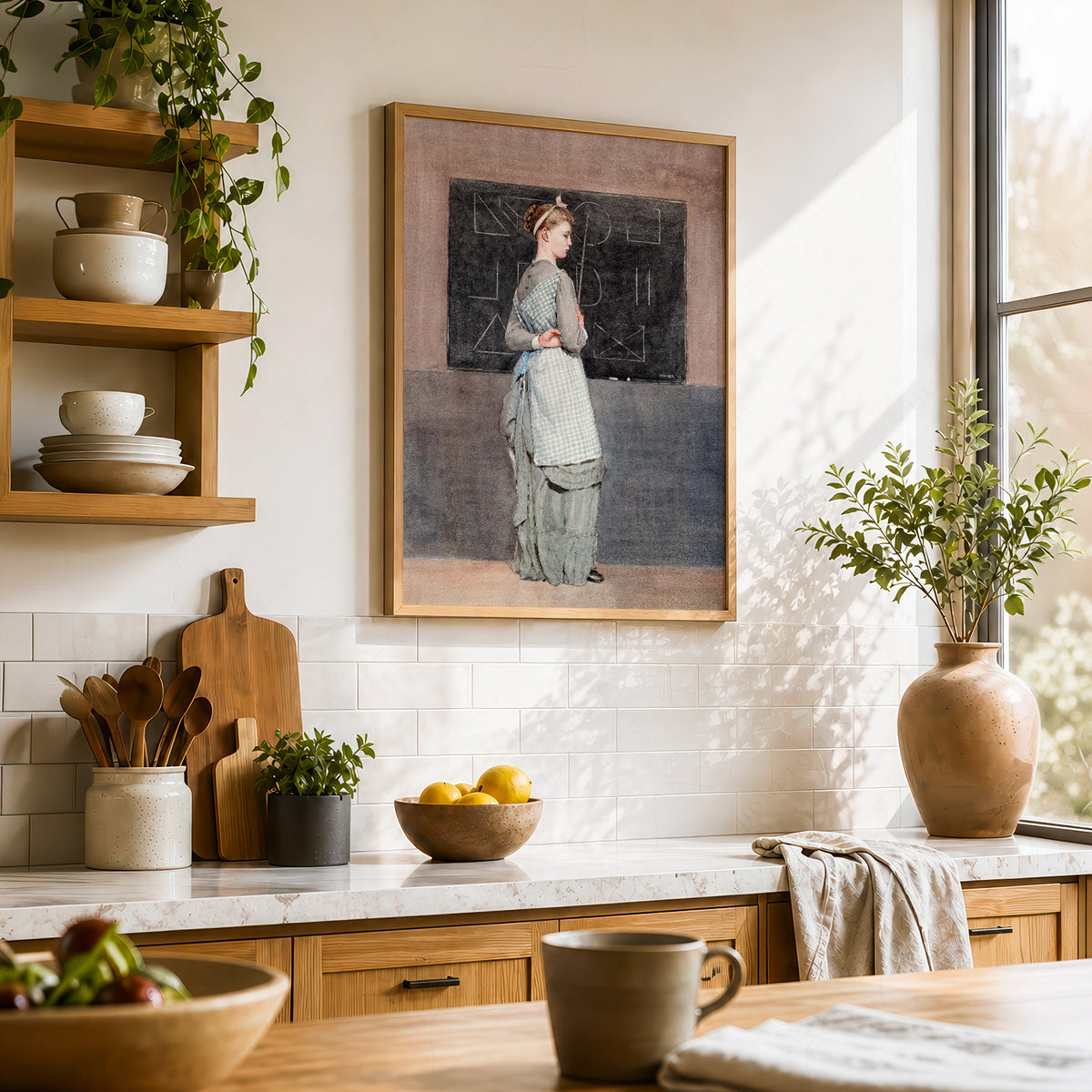 Winslow Homer Woman at a Blackboard Art Print — artwork preview 23