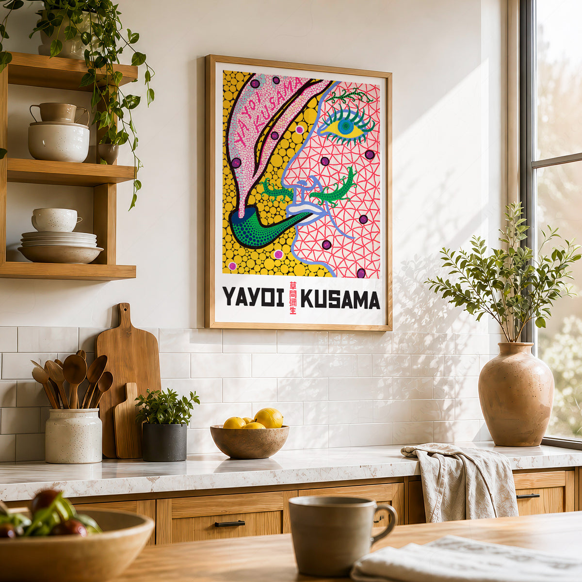 Yayoi Kusama Colourful Abstract Face Art Print — artwork preview 23