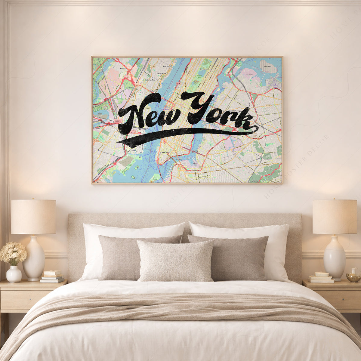 New York Script Map Art Print — artwork preview 17
