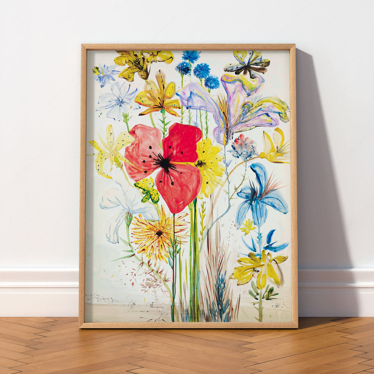 Salvador Dali Colourful Flowers in a Vase Art Print — artwork preview 2