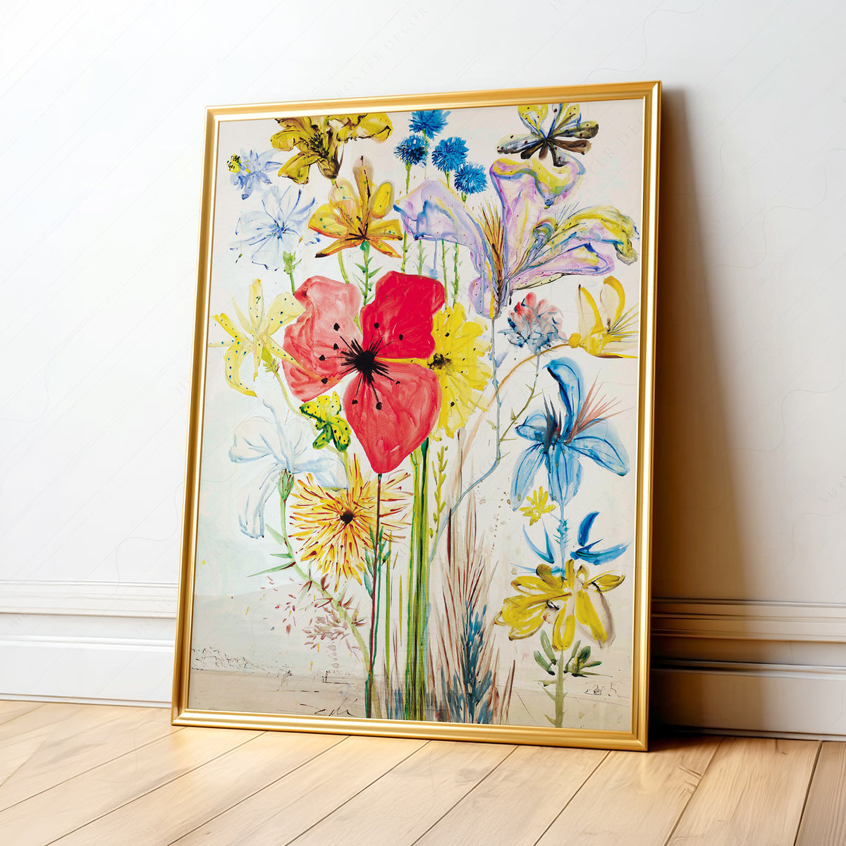 Salvador Dali Colourful Flowers in a Vase Art Print — artwork preview 1