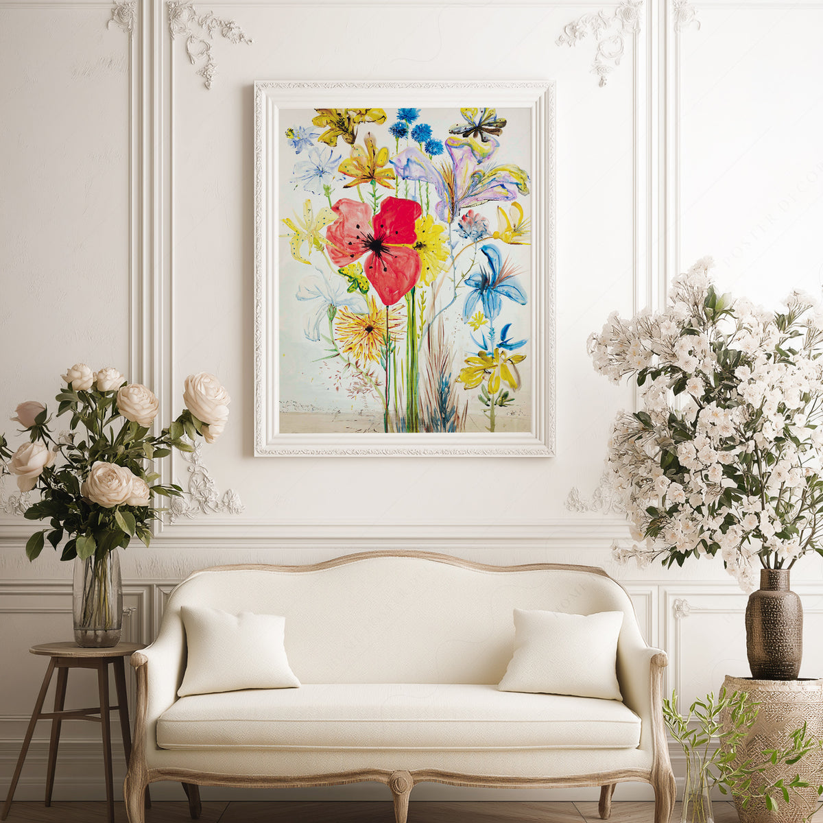 Salvador Dali Colourful Flowers in a Vase Art Print — artwork preview 17