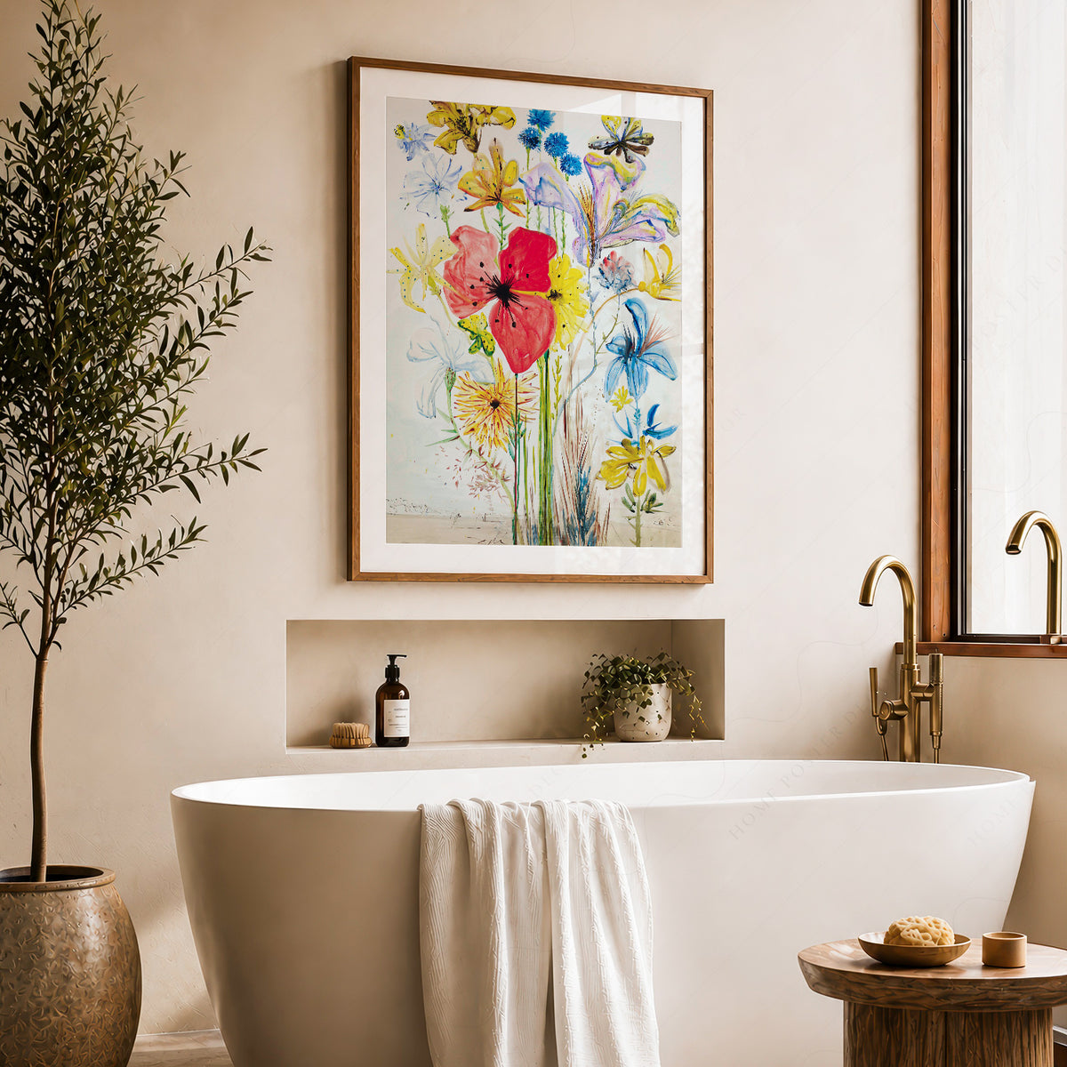 Salvador Dali Colourful Flowers in a Vase Art Print — artwork preview 22