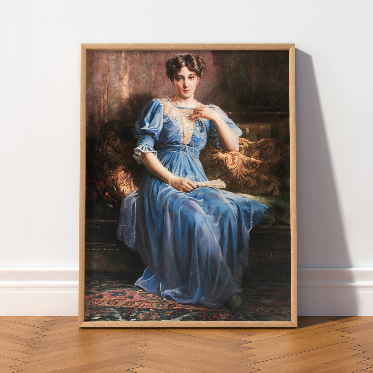 Portrait of a Woman in Blue Art Print — artwork preview 2