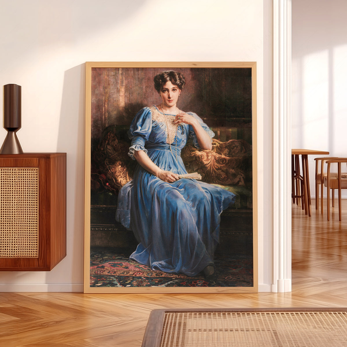 Portrait of a Woman in Blue Art Print — artwork preview 5