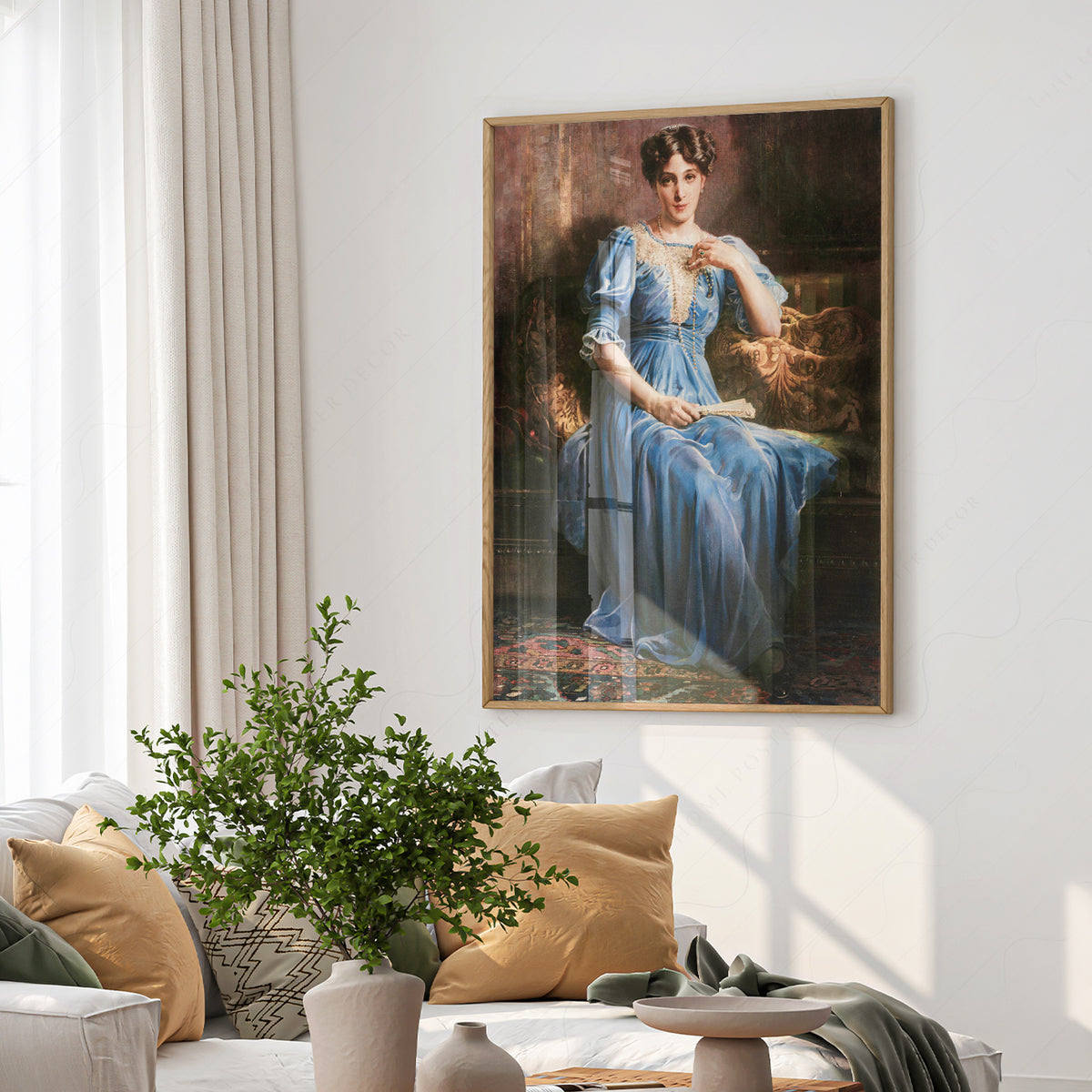 Portrait of a Woman in Blue Art Print — artwork preview 6