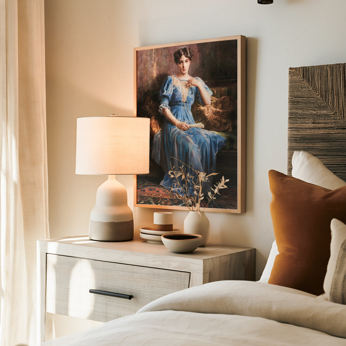 Portrait of a Woman in Blue Art Print — artwork preview 19