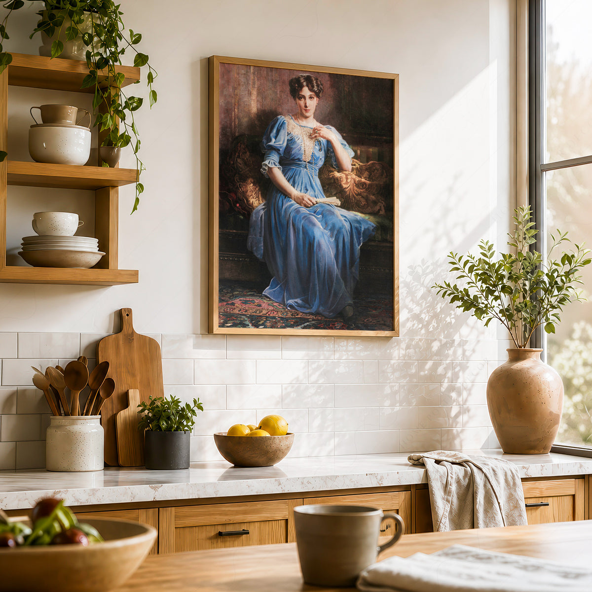 Portrait of a Woman in Blue Art Print — artwork preview 23