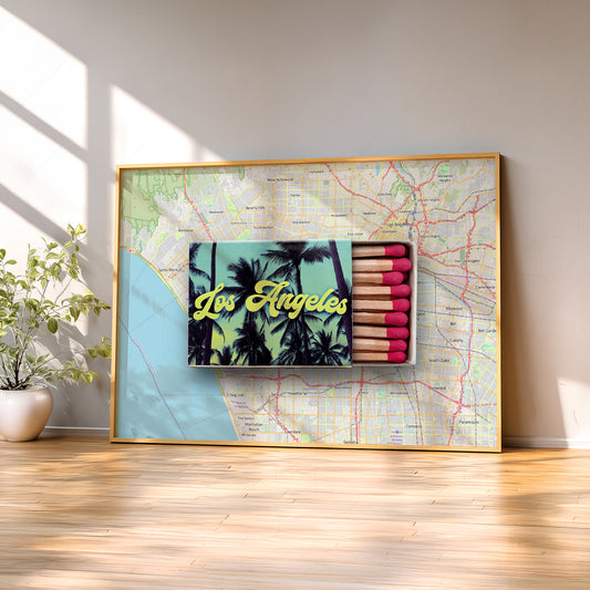 Los Angeles Matchbox Print – Vintage California Map Wall Art Poster — artwork preview 2