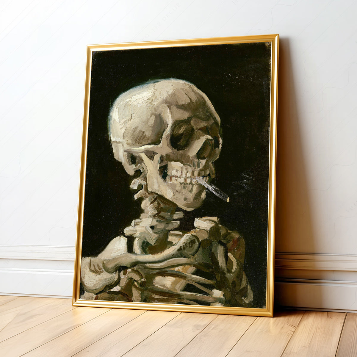 Vincent van Gogh Skeleton with a Burning Cigarette Art Print — artwork preview 1