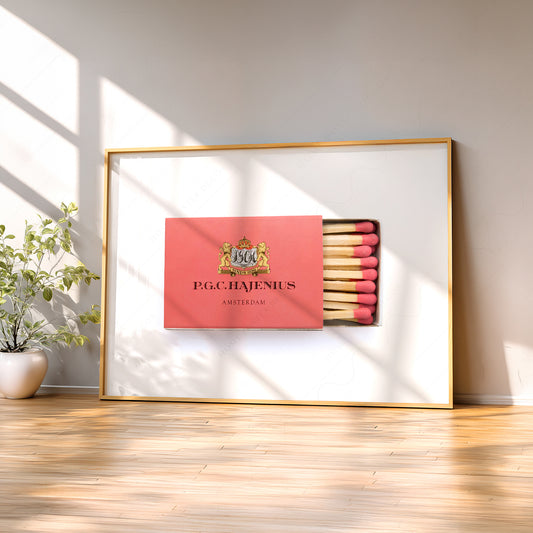 P.G.C. Hajenius Amsterdam Matchbox Print – Vintage Dutch Wall Art — artwork preview 2