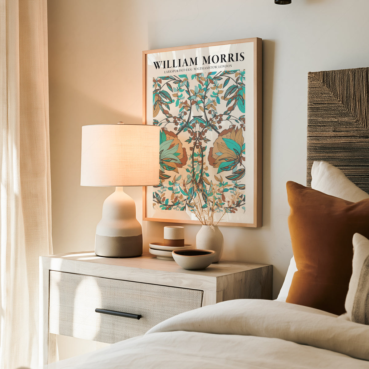 William Morris Larkspur Teal Botanical Pattern Art Print — artwork preview 19