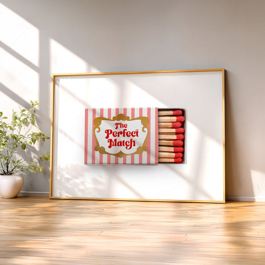 The Perfect Match Vintage Matchbox Print – Retro Wall Art Poster — artwork preview 2