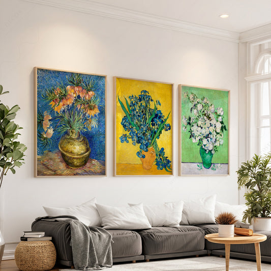 Vincent Van Gogh Flowers Set of 3 Prints – Classic Floral Wall Art — artwork preview 1