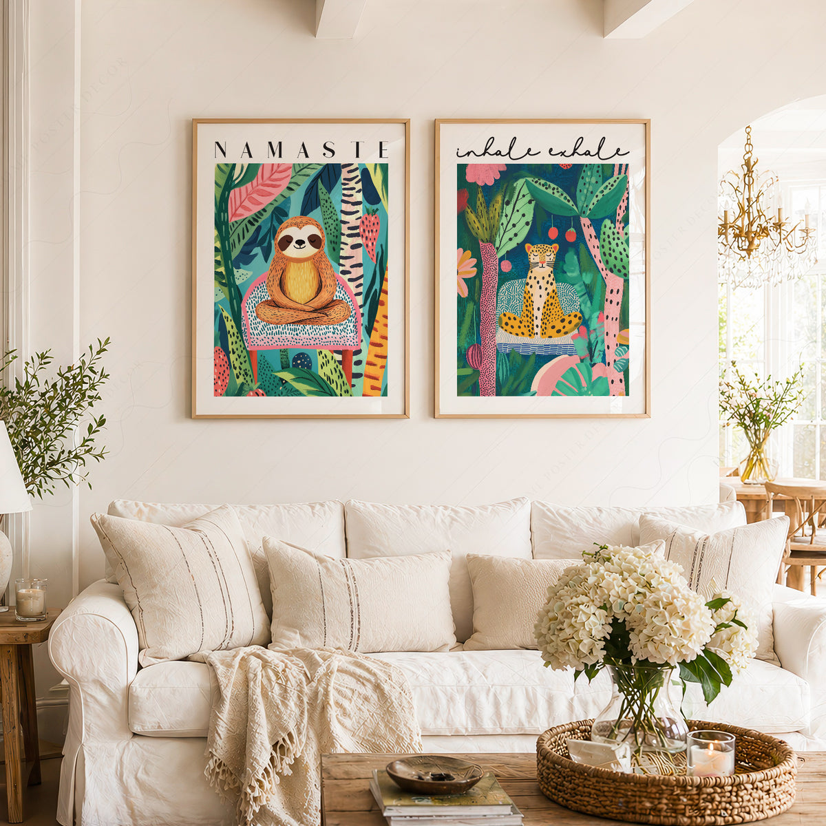 Namaste Colourful Illustration Pair – Set of 2 Art Prints — artwork preview 2