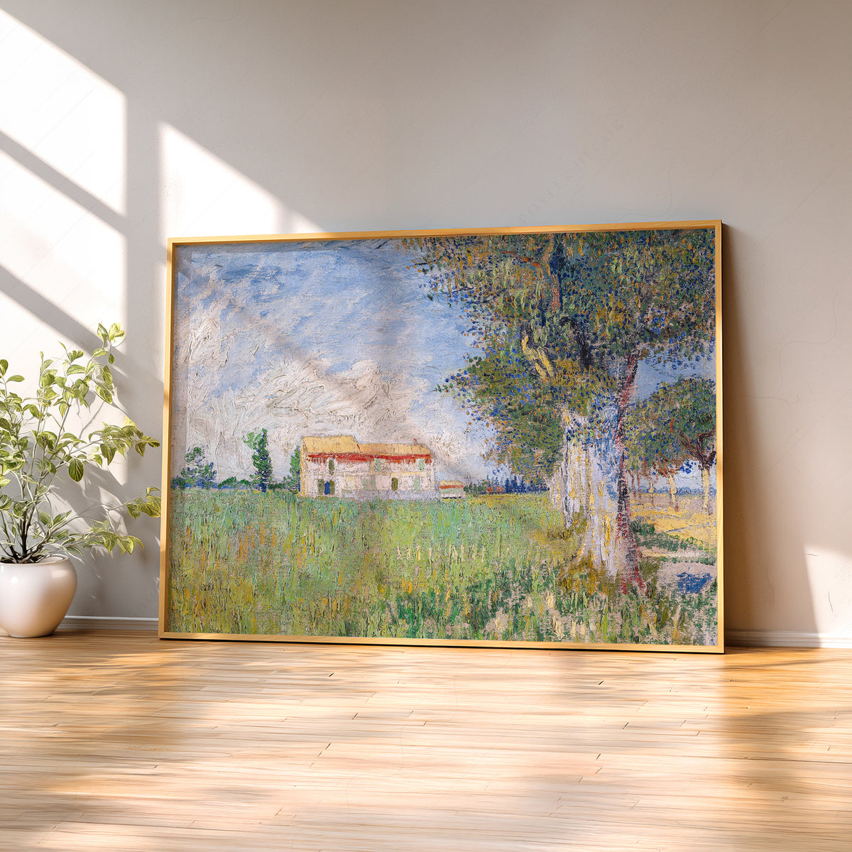 Vincent van Gogh Farmhouse in a Wheatfield Art Print — artwork preview 2
