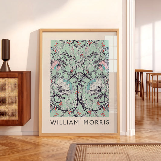 William Morris Floral Cotton Print – Turquoise Botanical Wall Art Poster — artwork preview 5