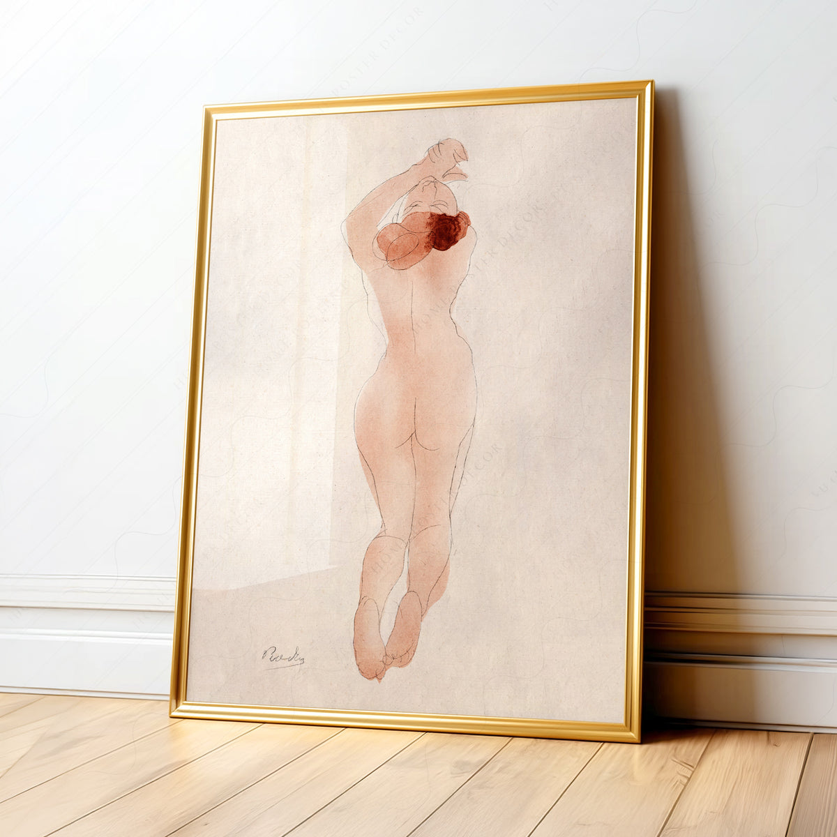 Auguste Rodin Female Nude Study Art Print – Classic Watercolor Poster — artwork preview 1