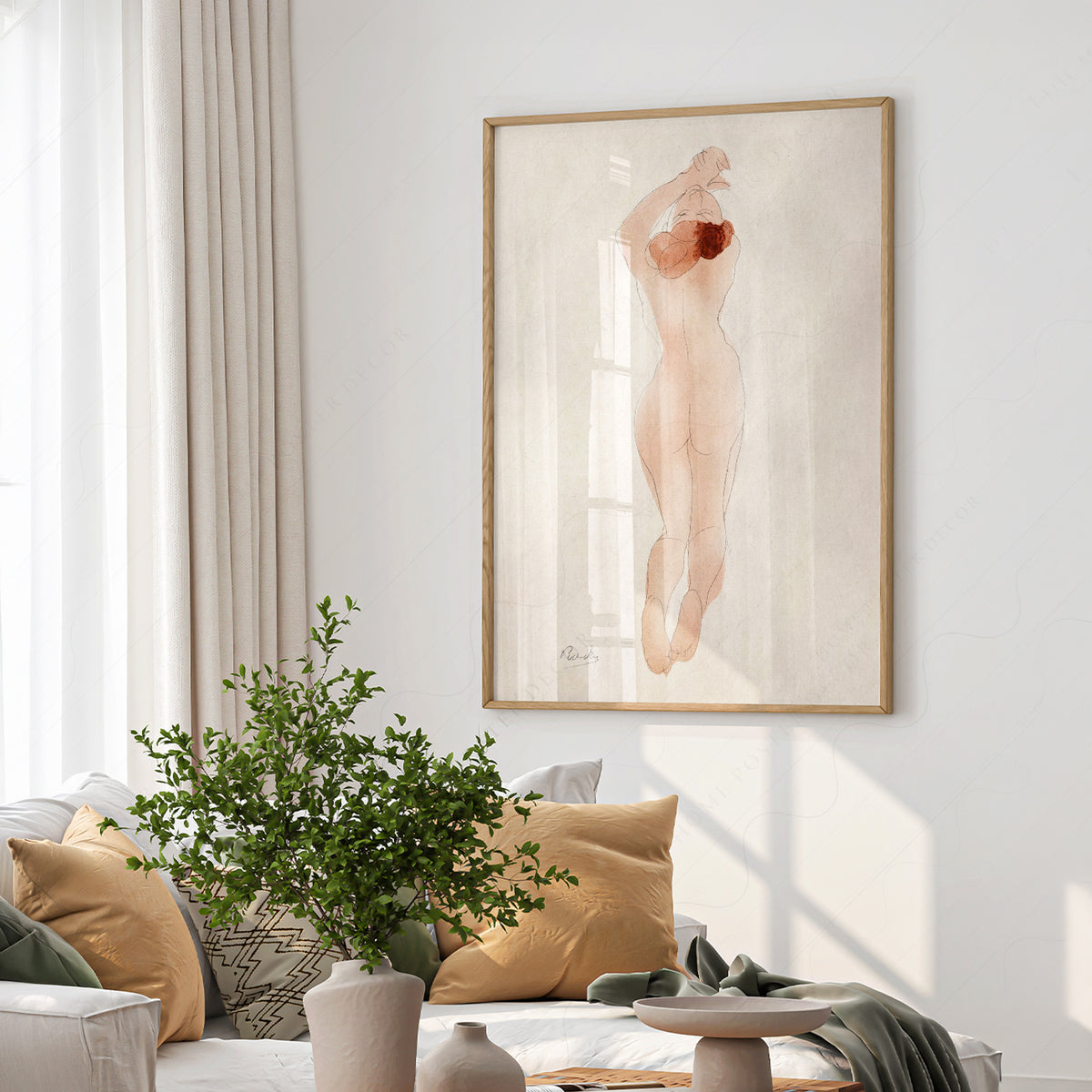 Auguste Rodin Female Nude Study Art Print – Classic Watercolor Poster — artwork preview 6