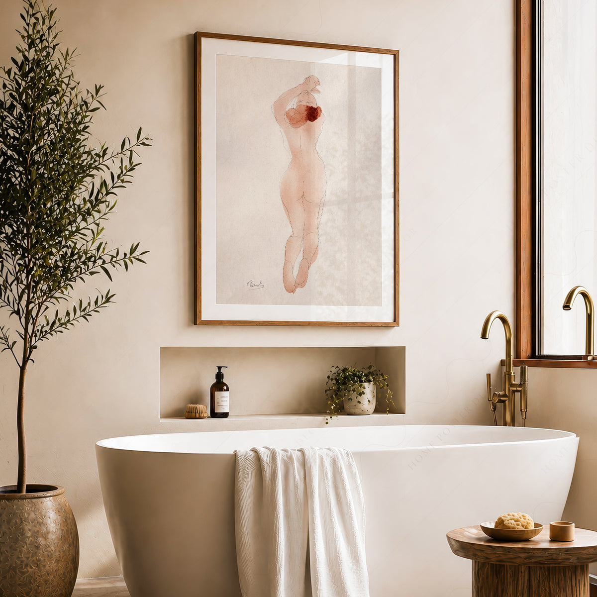 Auguste Rodin Female Nude Study Art Print – Classic Watercolor Poster — artwork preview 22
