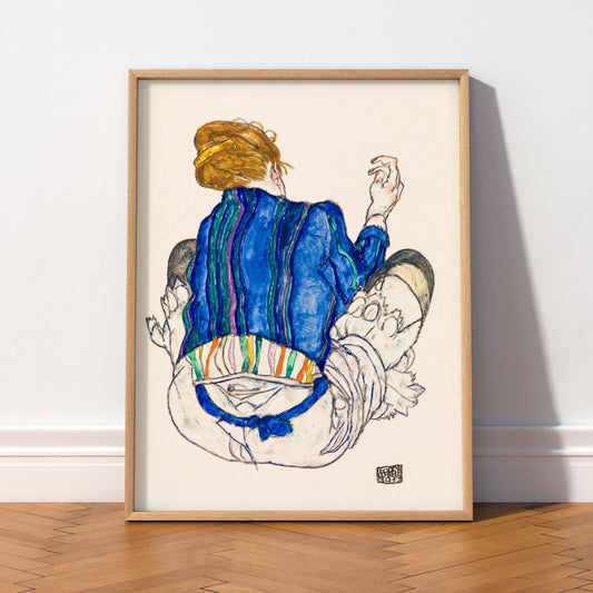 Egon Schiele Seated Woman Back View 1917 Art Print – Expressionist Wall Art — artwork preview 2