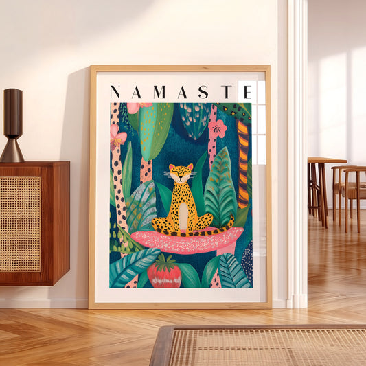 Namaste Leopard Print – Tropical Jungle Wall Art Poster Decor — artwork preview 5