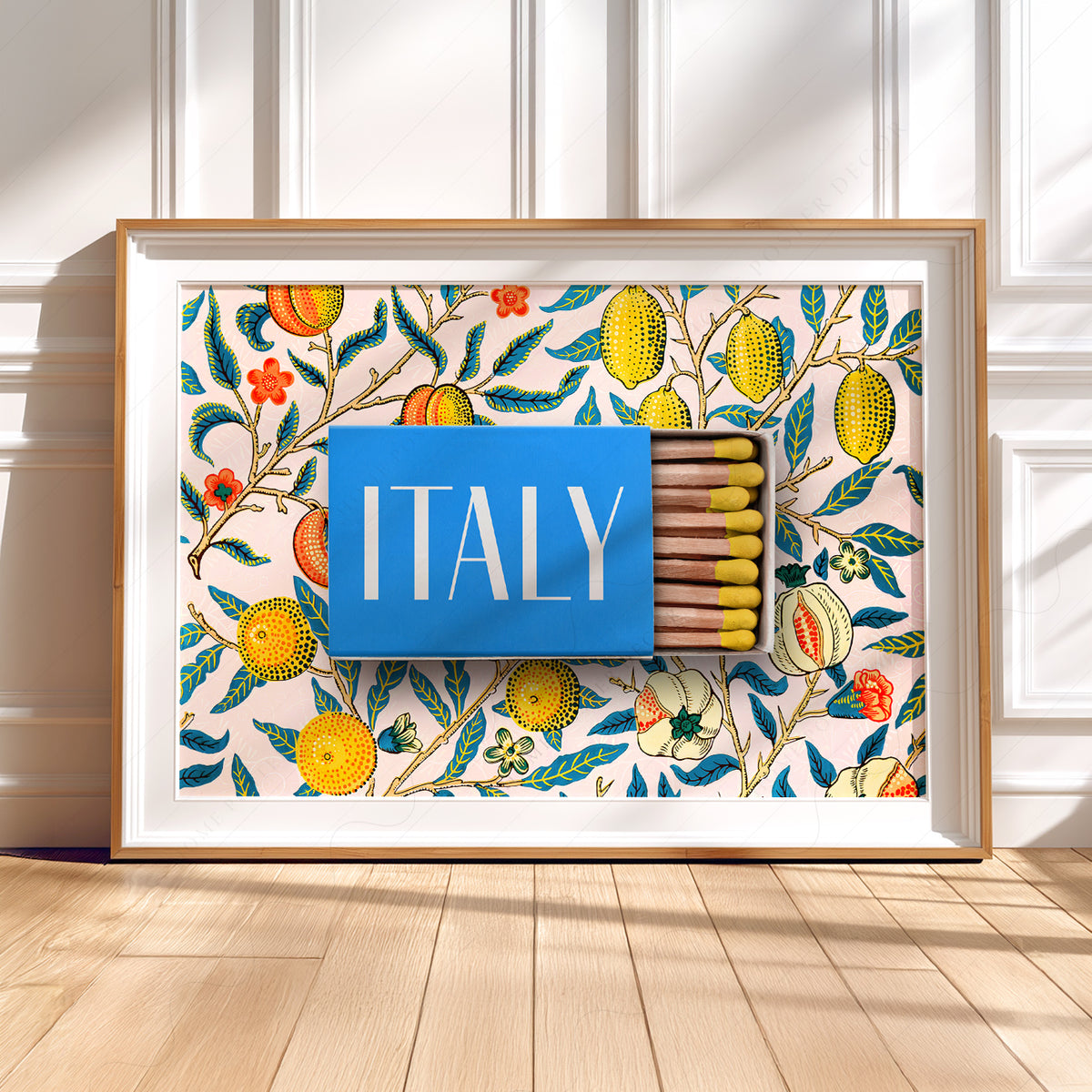 Italy Matchbox with Lemons Art Print — artwork preview 5