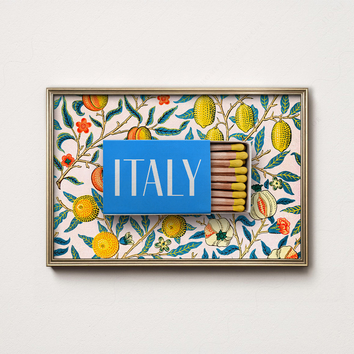 Italy Matchbox with Lemons Art Print — artwork preview 7