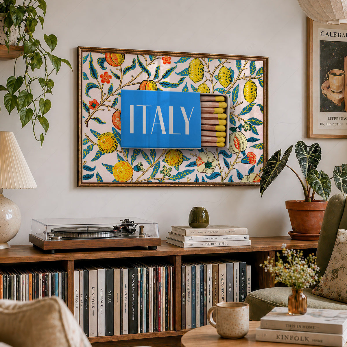 Italy Matchbox with Lemons Art Print — artwork preview 19