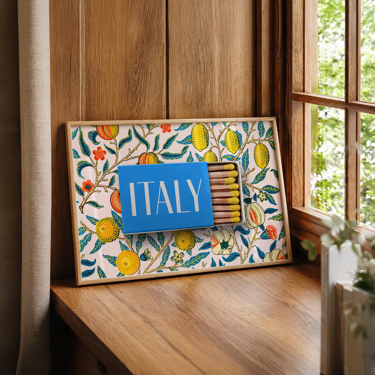 Italy Matchbox with Lemons Art Print — artwork preview 22