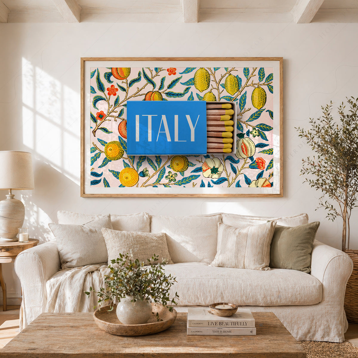 Italy Matchbox with Lemons Art Print — artwork preview 23