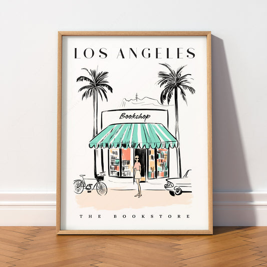 Los Angeles Bookstore Print – California Travel Poster Wall Art — artwork preview 2