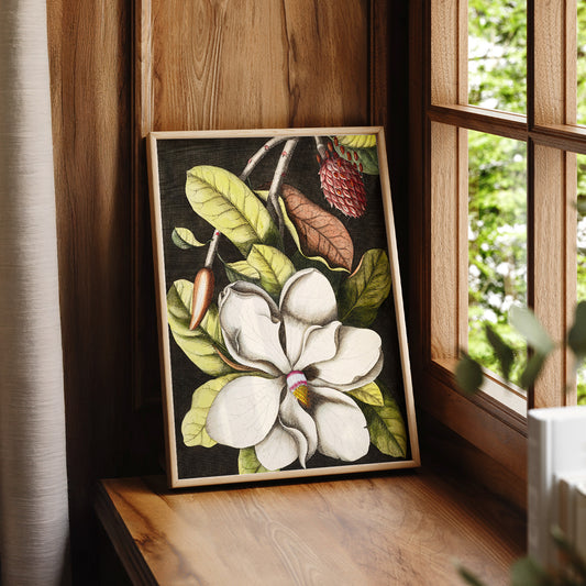 Vintage Magnolia Botanical Print – Dark Academia Floral Wall Art Poster – 04-59 — artwork preview 7