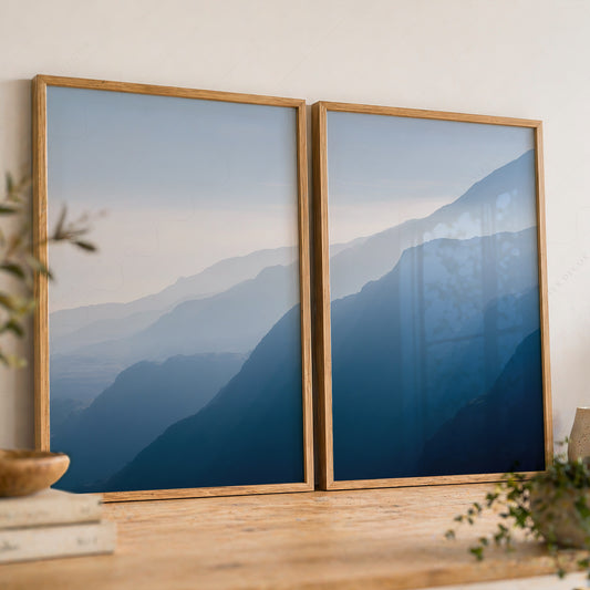 Misty Mountain Layers Photography Set of 2 Prints – Blue Landscape Wall Art – 14-03 — artwork preview 8