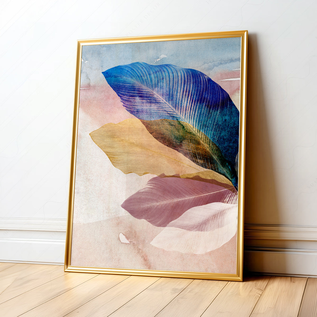 Abstract Botanical Leaves Art Print – Modern Colorful Wall Decor Poster – 19-11 — artwork preview 1