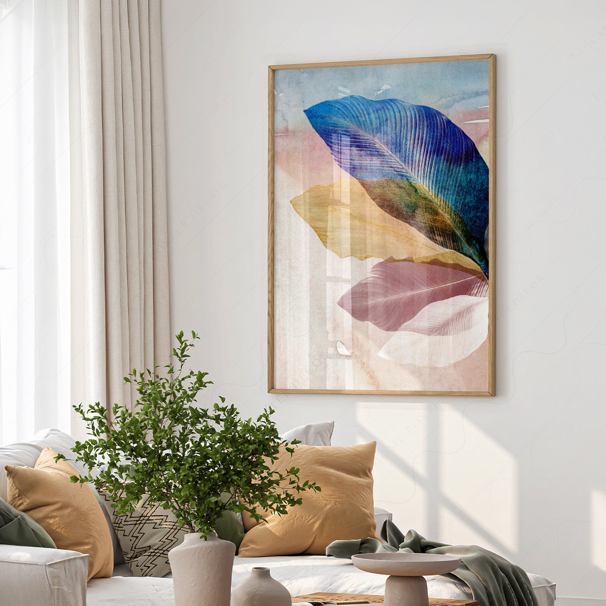 Abstract Botanical Leaves Art Print – Modern Colorful Wall Decor Poster – 19-11 — artwork preview 6
