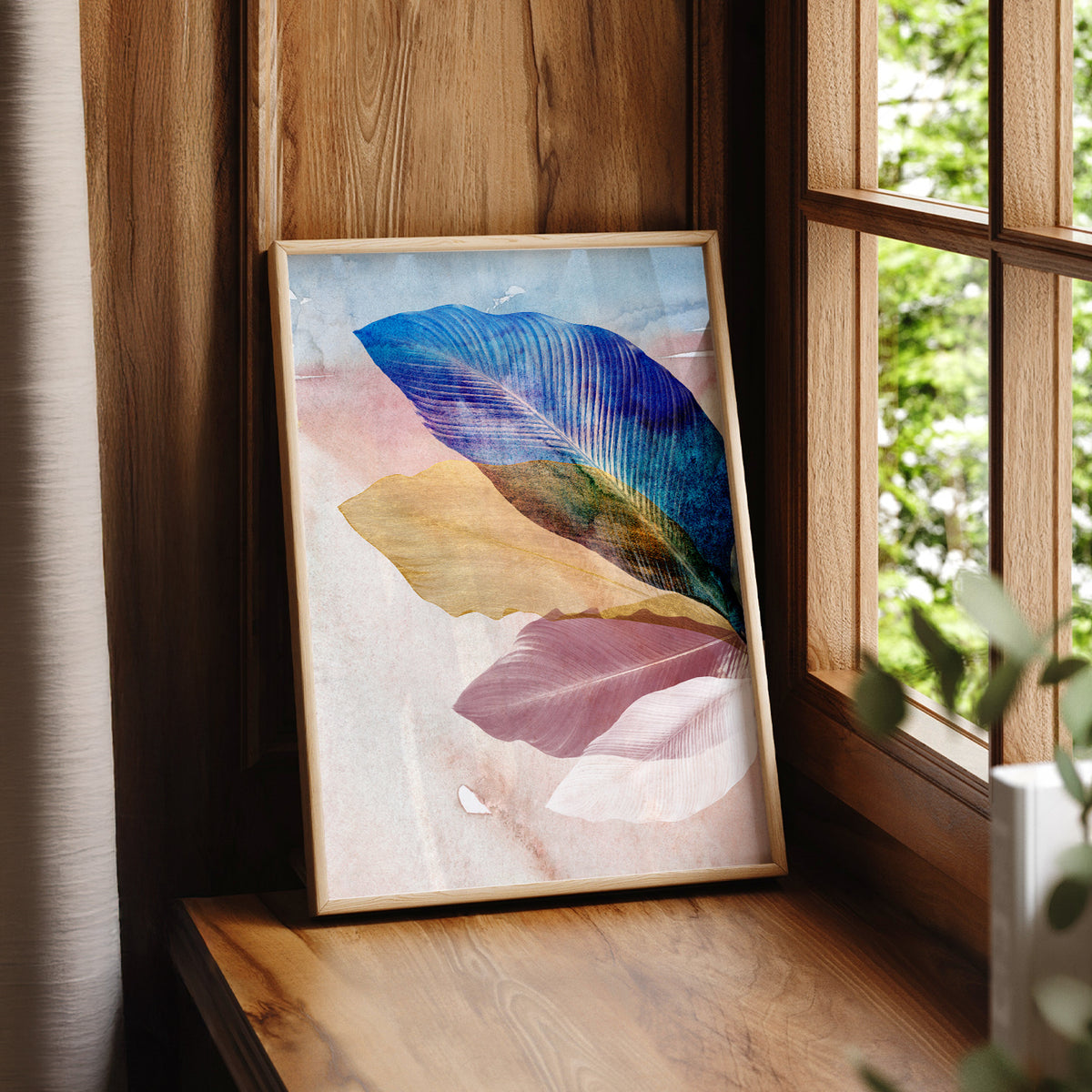 Abstract Botanical Leaves Art Print – Modern Colorful Wall Decor Poster – 19-11 — artwork preview 7