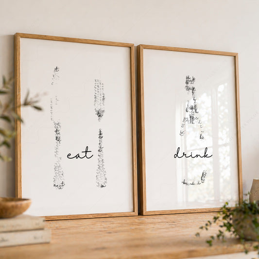 Drink Eat Poster Set of 2 Prints – Minimalist Kitchen Wall Art Decor – 0033-05 — artwork preview 8