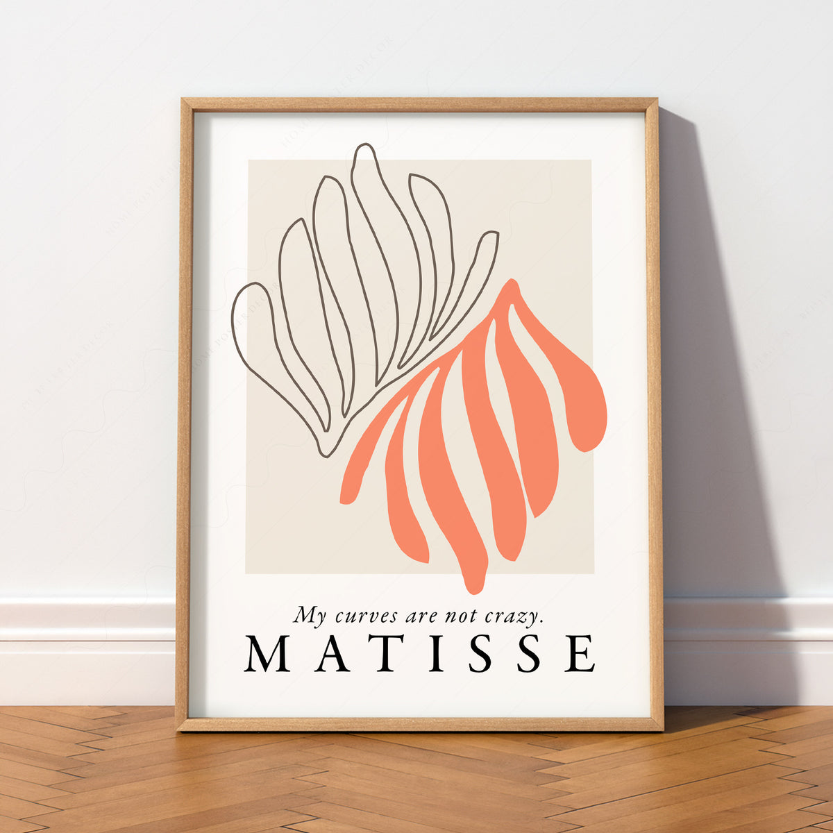Henri Matisse Coral and Black Flowing Leaves Art Print — artwork preview 2