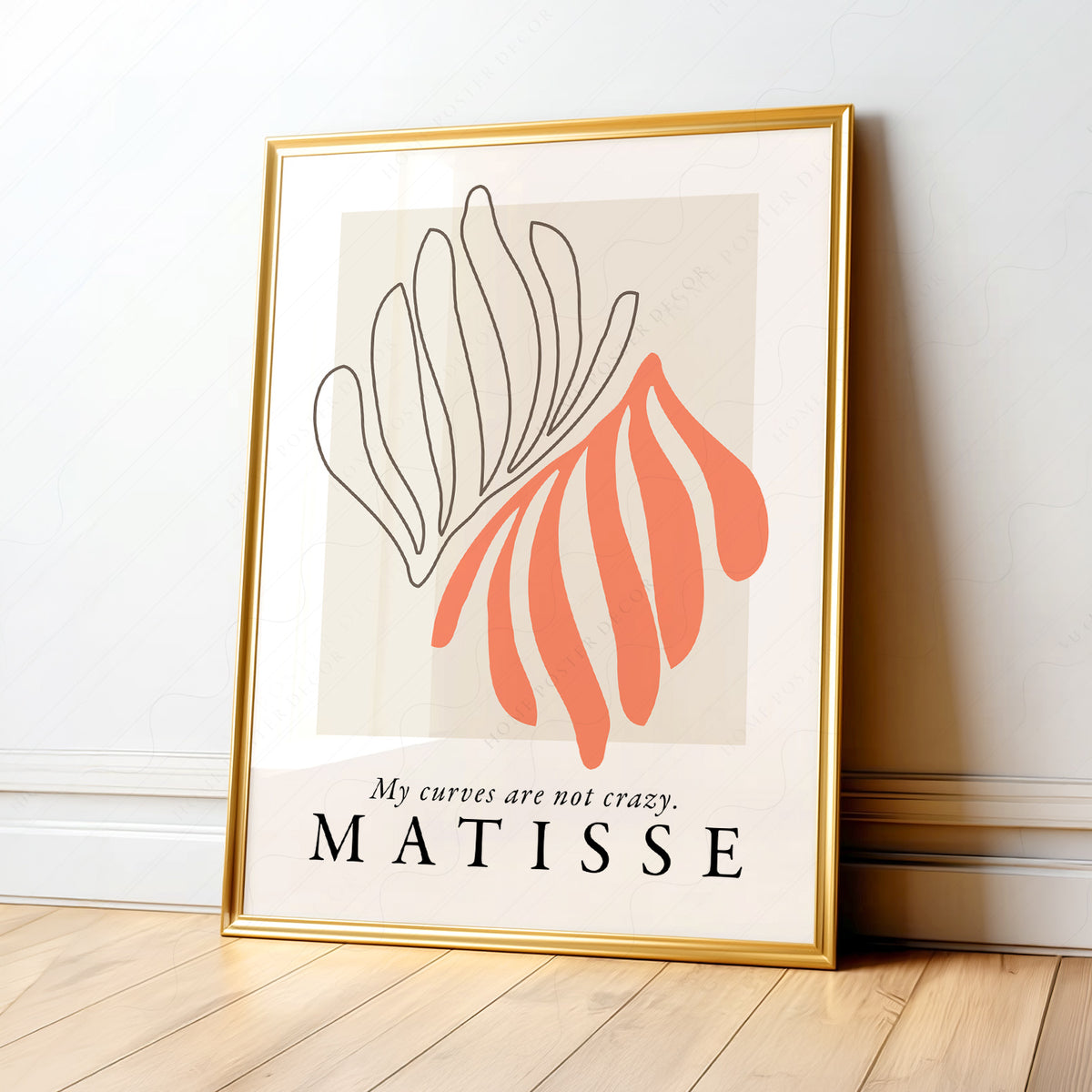 Henri Matisse Coral and Black Flowing Leaves Art Print — artwork preview 1