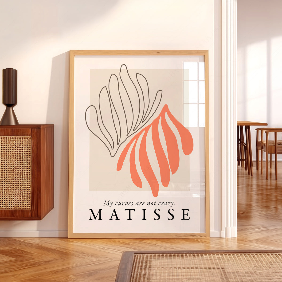 Henri Matisse Coral and Black Flowing Leaves Art Print — artwork preview 5