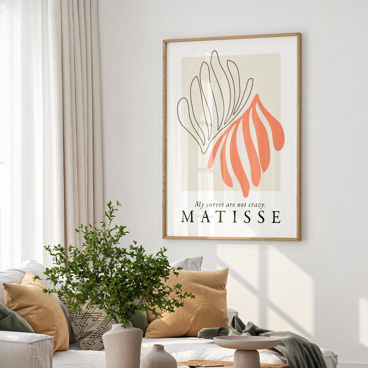 Henri Matisse Coral and Black Flowing Leaves Art Print — artwork preview 6