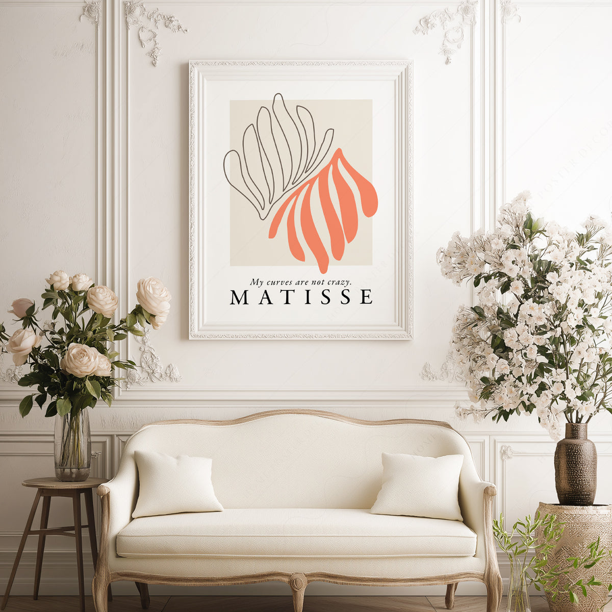 Henri Matisse Coral and Black Flowing Leaves Art Print — artwork preview 17