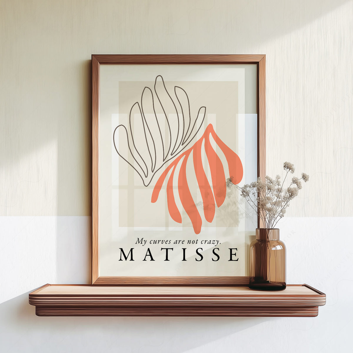 Henri Matisse Coral and Black Flowing Leaves Art Print — artwork preview 18