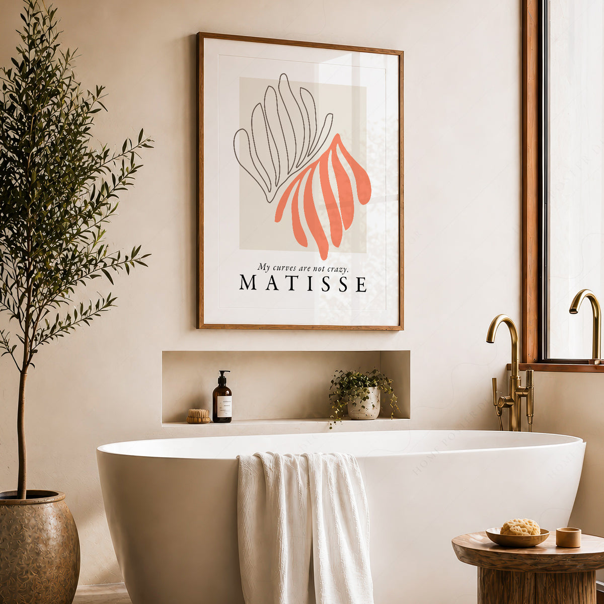 Henri Matisse Coral and Black Flowing Leaves Art Print — artwork preview 22