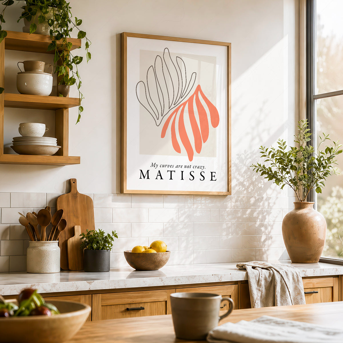Henri Matisse Coral and Black Flowing Leaves Art Print — artwork preview 23