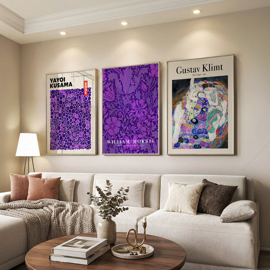 Purple Gallery Wall Set of 3 Prints – Kusama Morris Klimt Art Posters — artwork preview 7