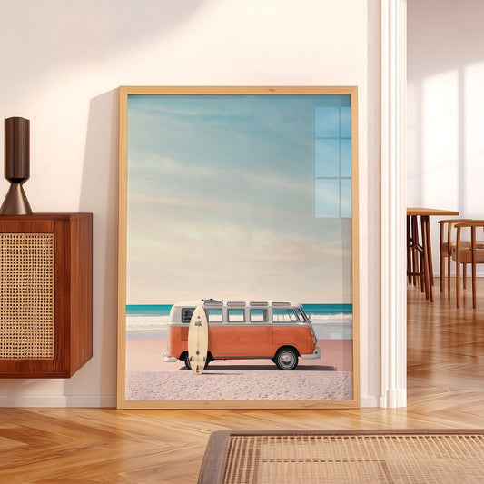 Vintage VW Van Beach Print – Retro Surf Photography Coastal Wall Art – 22-15 — artwork preview 5