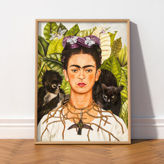 Frida Kahlo Self-Portrait with Thorn Necklace Print – Iconic Wall Art — artwork preview 2